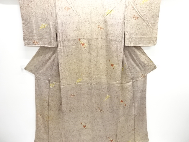 JAPANESE KIMONO / ANTIQUE KIMONO / SILK / MON KINSHA / CRACKED ICE & FLORAL KIKKO